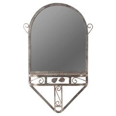 Art Deco Period Wrought Iron Wall Mirror with Marble Console, Strens