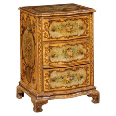 Italian 19th C. Petite Serpentine Chest with Hand-Painted Floral Embellishments