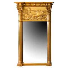 American Federal Carved Giltwood Architectural Pier Mirror Likely Boston c. 1820