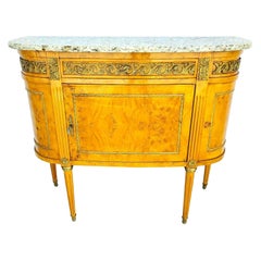 Italian Burl & Ormolu Mounted Granite Top Bar Cabinet Sideboard