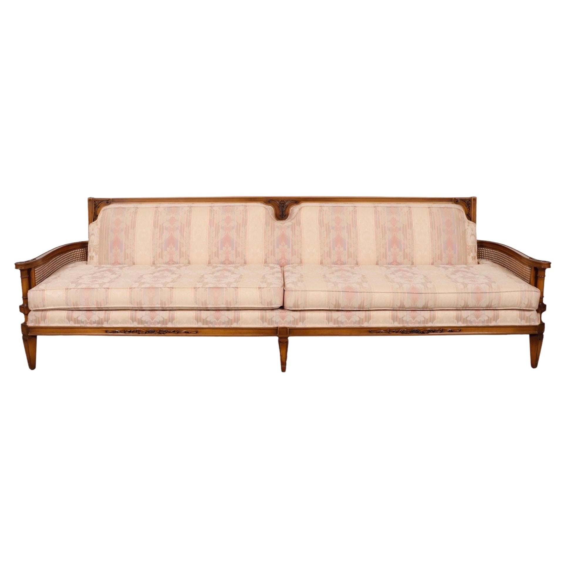 Neoclassical Style Large Caned Sofa For Sale