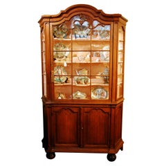 Antique Dutch 18th Century Glazed Top Display Cabinet with Shelves above, Cabinet below