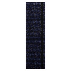 Rug & Kilim’s Scandinavian-Inspired Geometric Black and Blue Wool Pile Runner