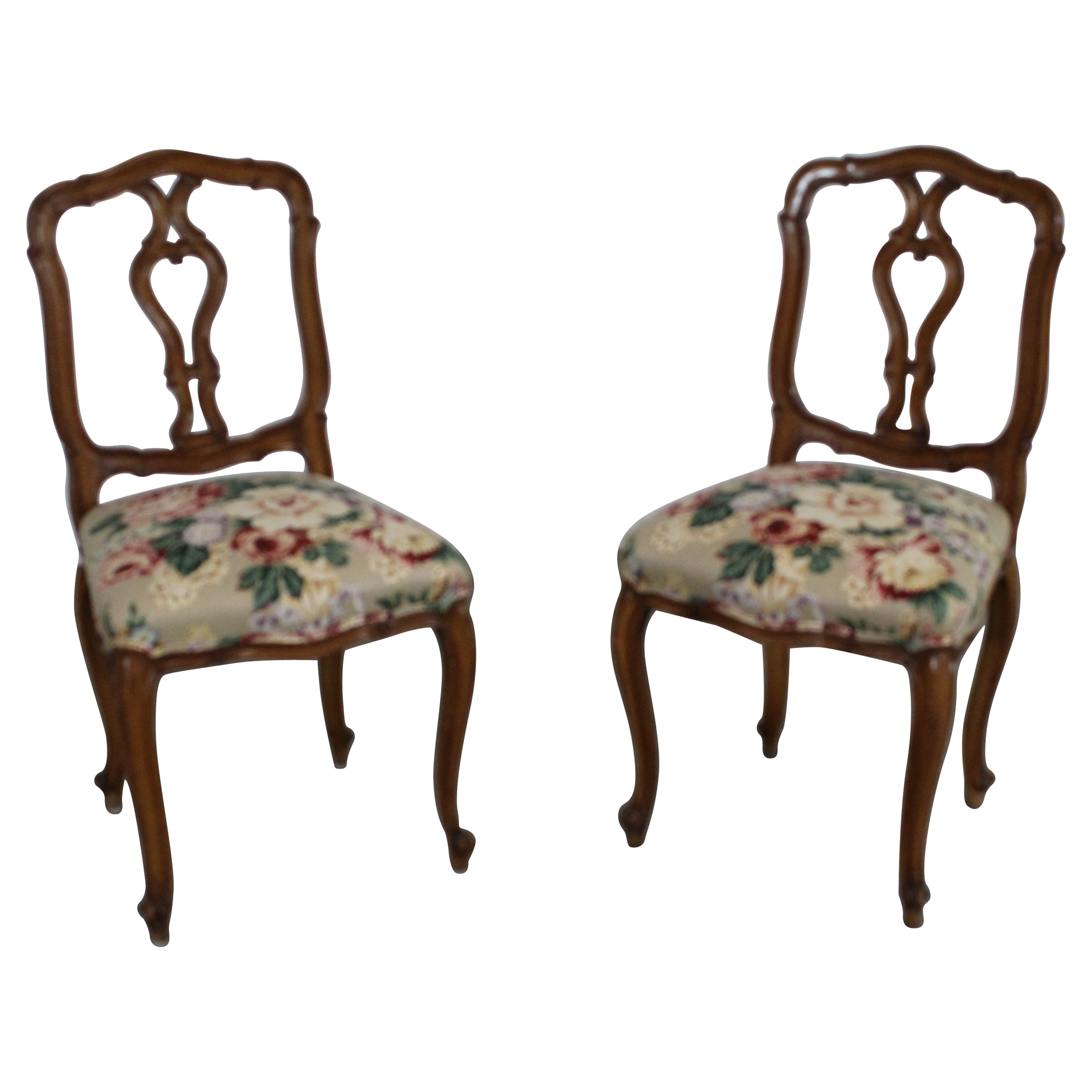 Paire de chaises d'appoint françaises vintage de style campagnard
