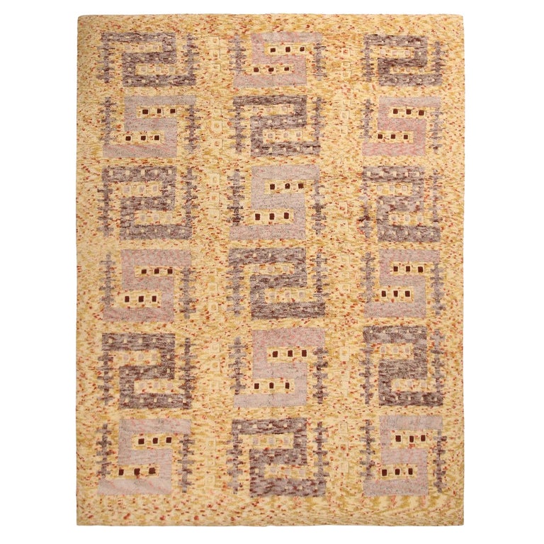 Rug and Kilim’s Scandinavian-Inspired Geometric Golden-Yellow Gray Wool ...