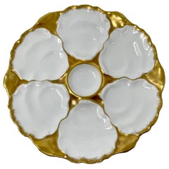 Antique French Limoges Porcelain Oyster Plate for Davis Collamore & Co, Ca. 1900