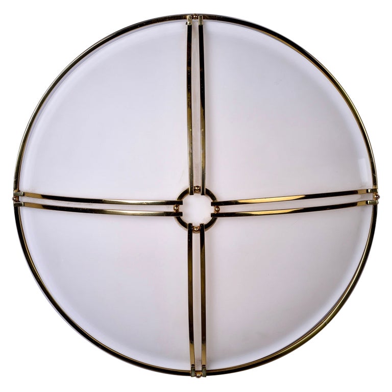Boyd Lighting White Glass and Brass Flush Mount Fixture at 1stDibs