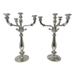 Pair Estate Sterling Silver Convertible Candelabras, Circa 1940s