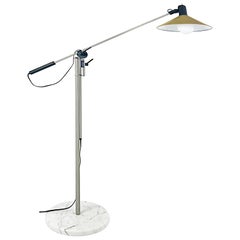 1980s Adjustable Stilnovo Modern Marble Base Floor Lamp