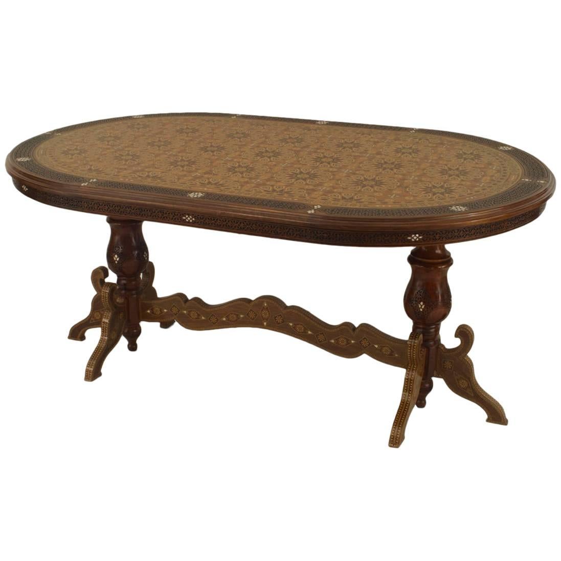 Middle Eastern Syrian Carved Fretwork Dining Table