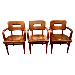 Vintage Mid-Century Walnut Gunlocke Chairs, Set of 3