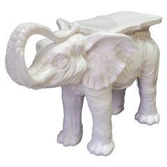 Hollywood Regency Italian White Blanc De Chine Style Elephant Garden Seat