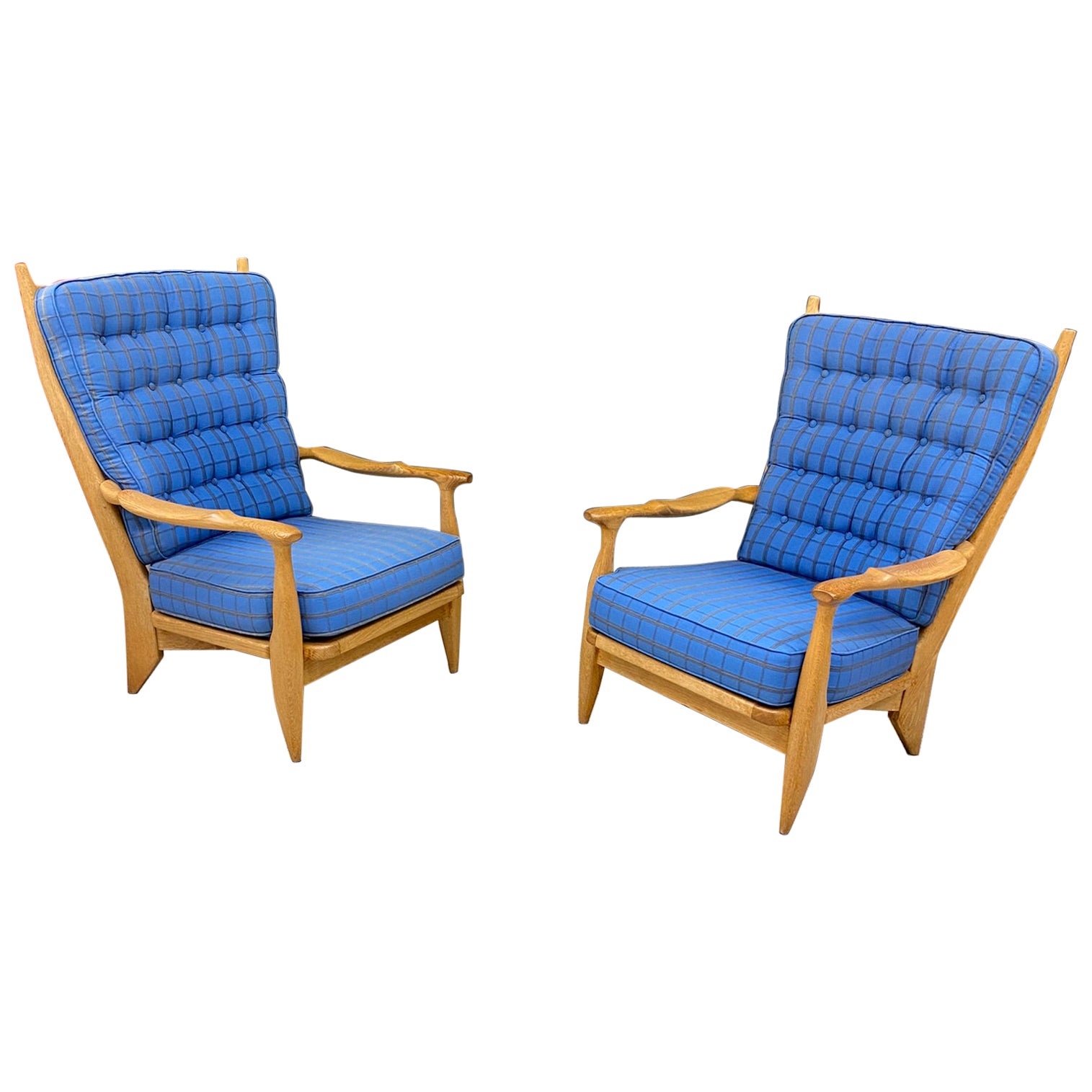 Guillerme et Chambron, Pair of Oak Edouard Armchairs, Edition Votre Maison, 1975