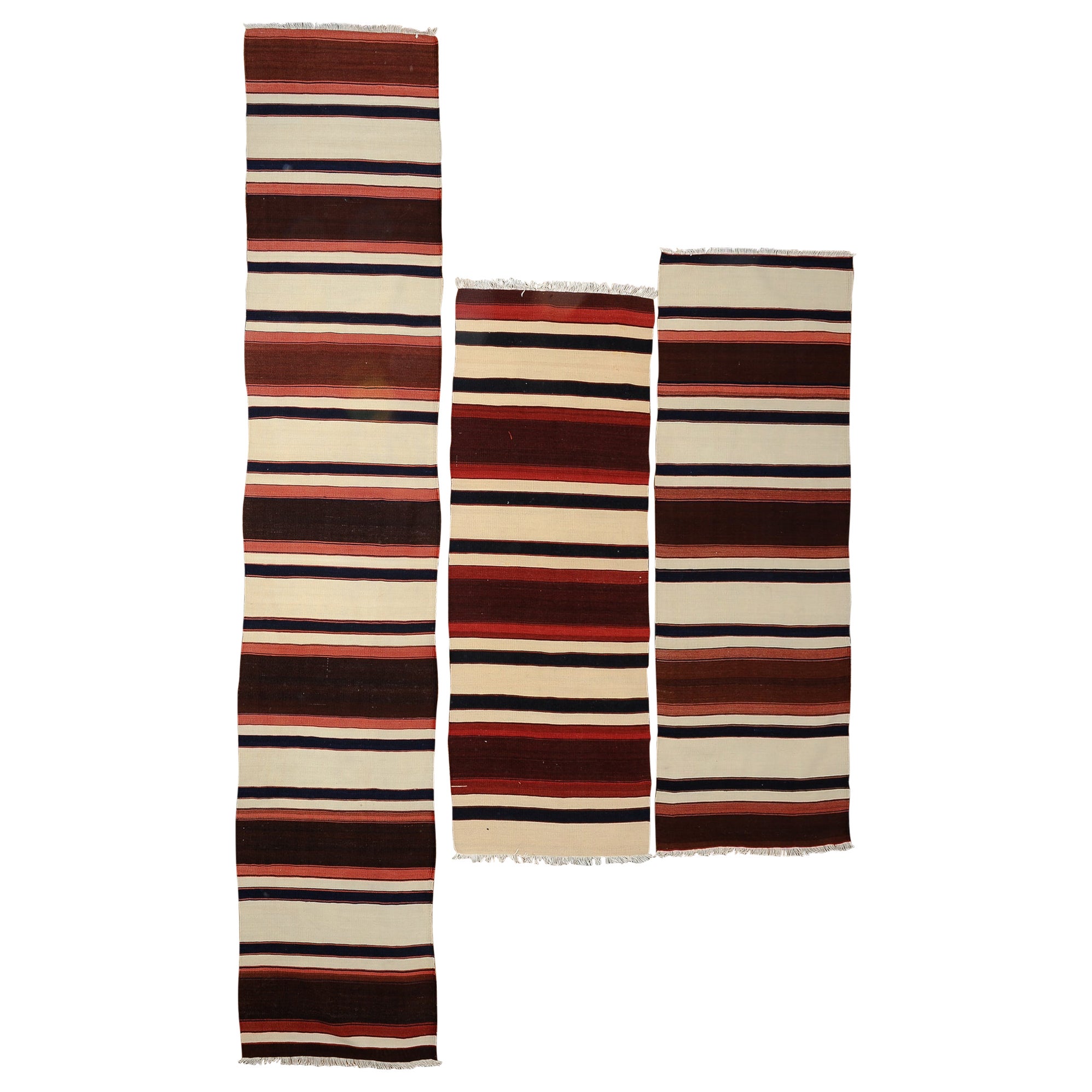 Three Turkish Kilim Strips or Flatwave also for Coating or Pillows For Sale