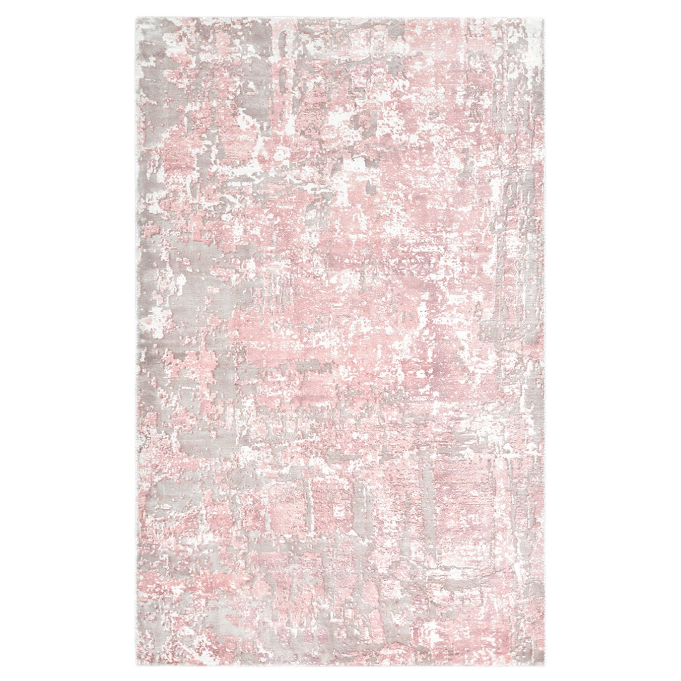Solo Rugs Blush Contemporary Abstract Handmade Area Rug Pink For Sale