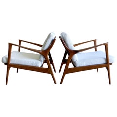 Pair of Danish Modern Teak Lounge Chairs Attributed to Ib Kofod Larsen, 1960’s