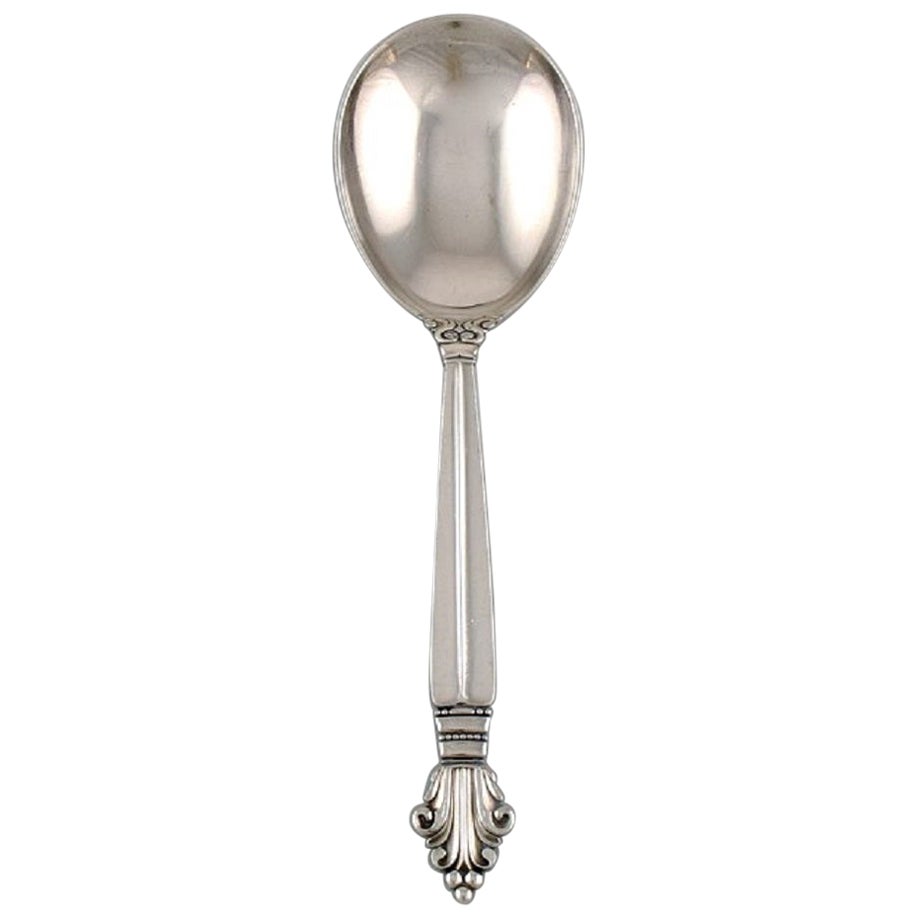 Large Georg Jensen Acanthus Serving Spoon in Sterling Silver For Sale
