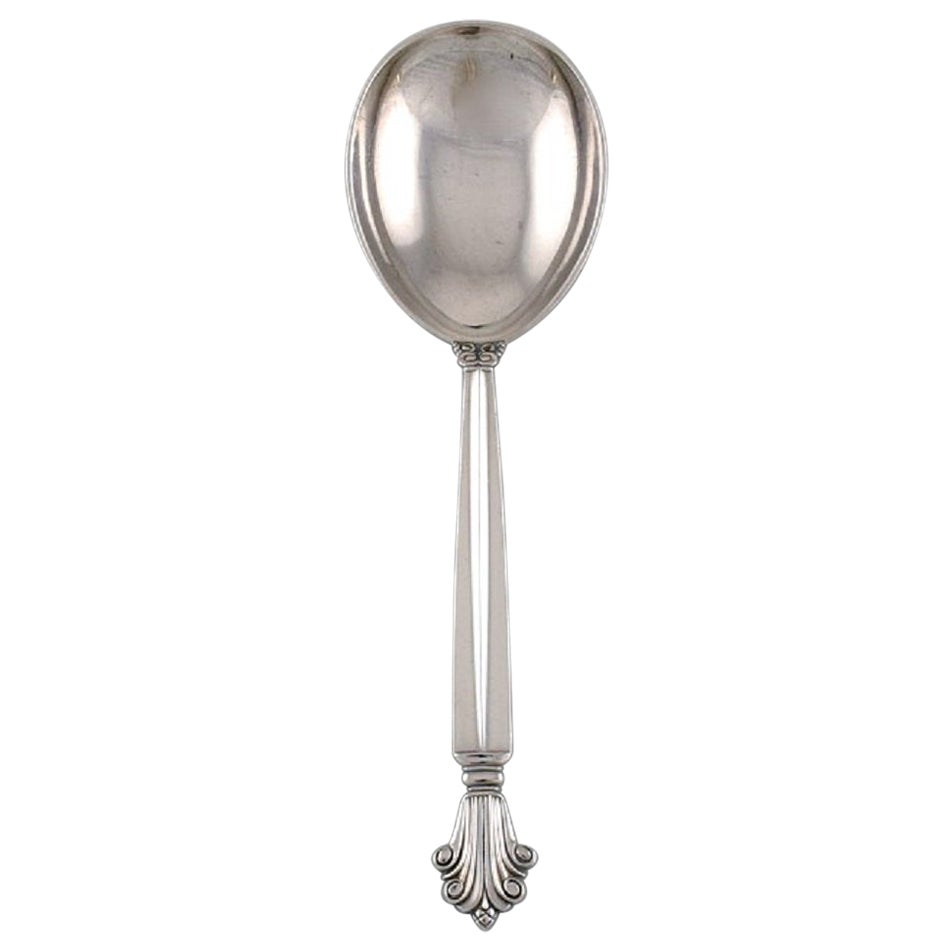 Large Georg Jensen Acanthus Serving Spoon in Sterling Silver For Sale