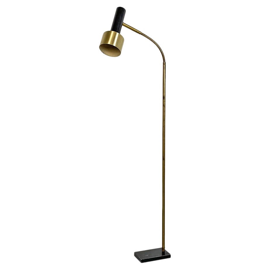 Italian Mid-Century Modern Brass and Metal Adjustable Floor Lamp by Stilux 1960s