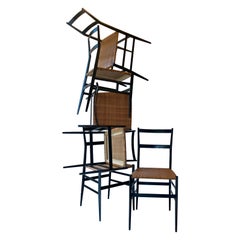 Gio Ponti Set of Six "Superleggera" Chairs manufactured by Cassina Milano 1957