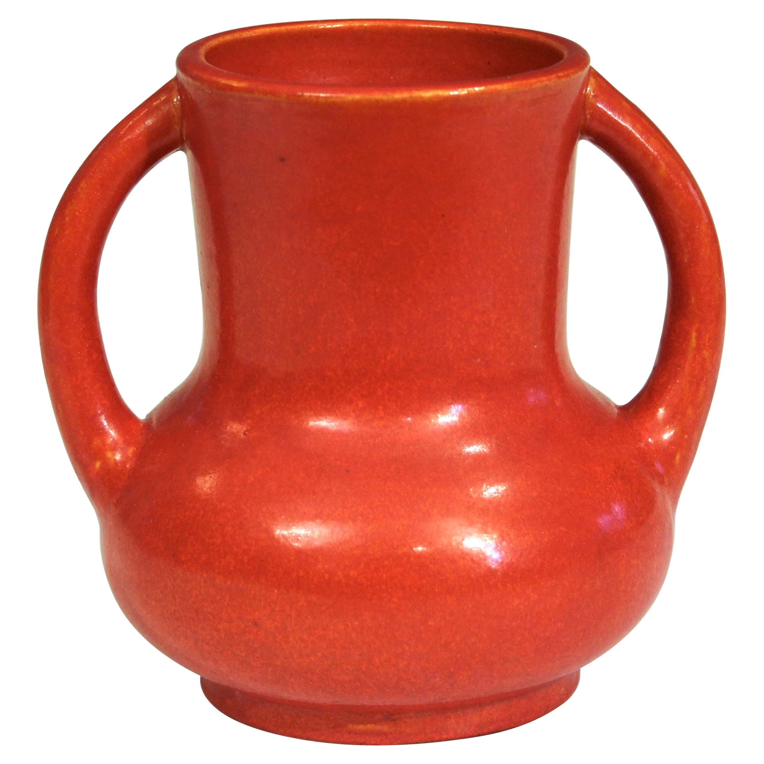 Old Awaji Pottery Art Deco Chrome Crystalline Red Glaze Vase