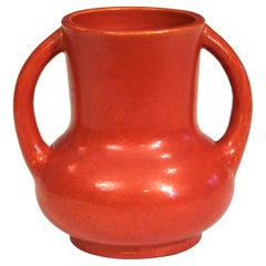 Old Awaji Pottery Art Deco Chrome Crystalline Red Glaze Vase