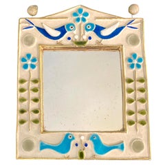 "Bocage" Ceramic Mirror by Mithé Espelt, France, 1970'