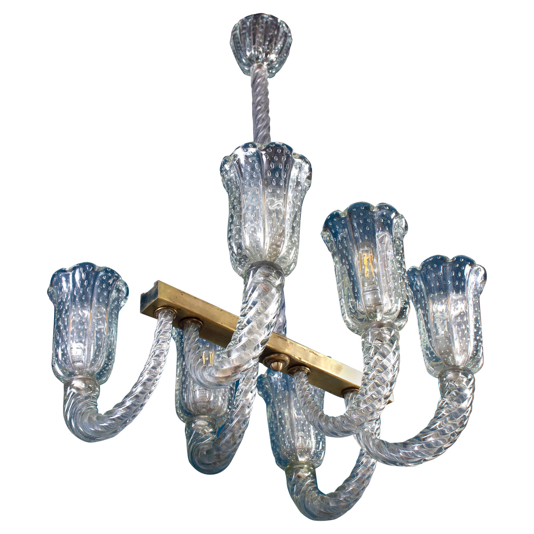 Imposing Art Deco Chandelier by Barovier & Toso For Sale