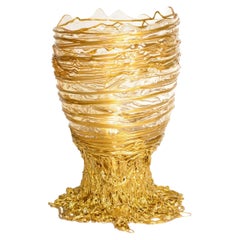 Contemporary Gaetano Pesce Spaghetti L Vase Resin Clear Gold