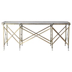 Continental Neoclassical Style Brass and Marble Console Table, Mid-20th Century
