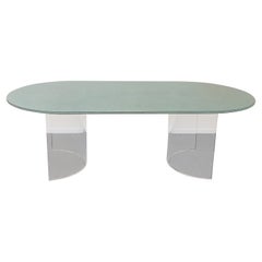 Racetrack Crackle Glass and Lucite Dining Table by Steve Chase