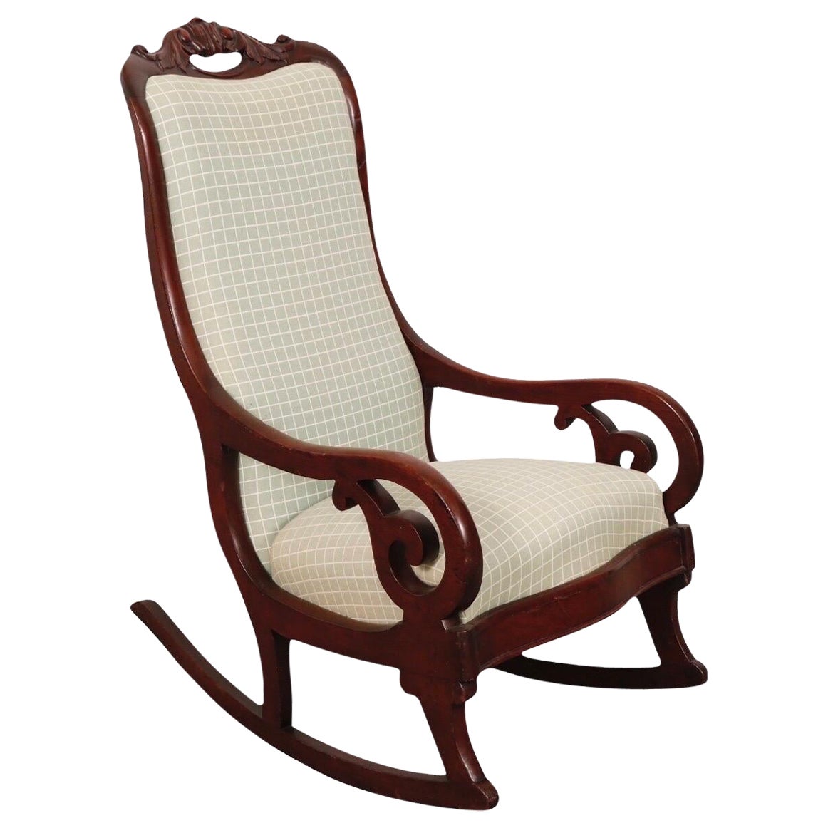Biedermeier Upholstered Mahogany Rocking Chair