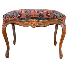 Early 20th Century French Stool with Lilihan Upholstery