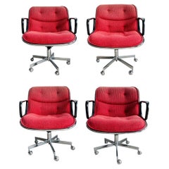 Vintage Set 4 Charles Pollock Armchairs Designed by Charles Pollock for Knoll