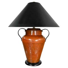 Moorish Style Frederick Cooper Hammered Copper Urn Shape Double Handled Lamp Bla