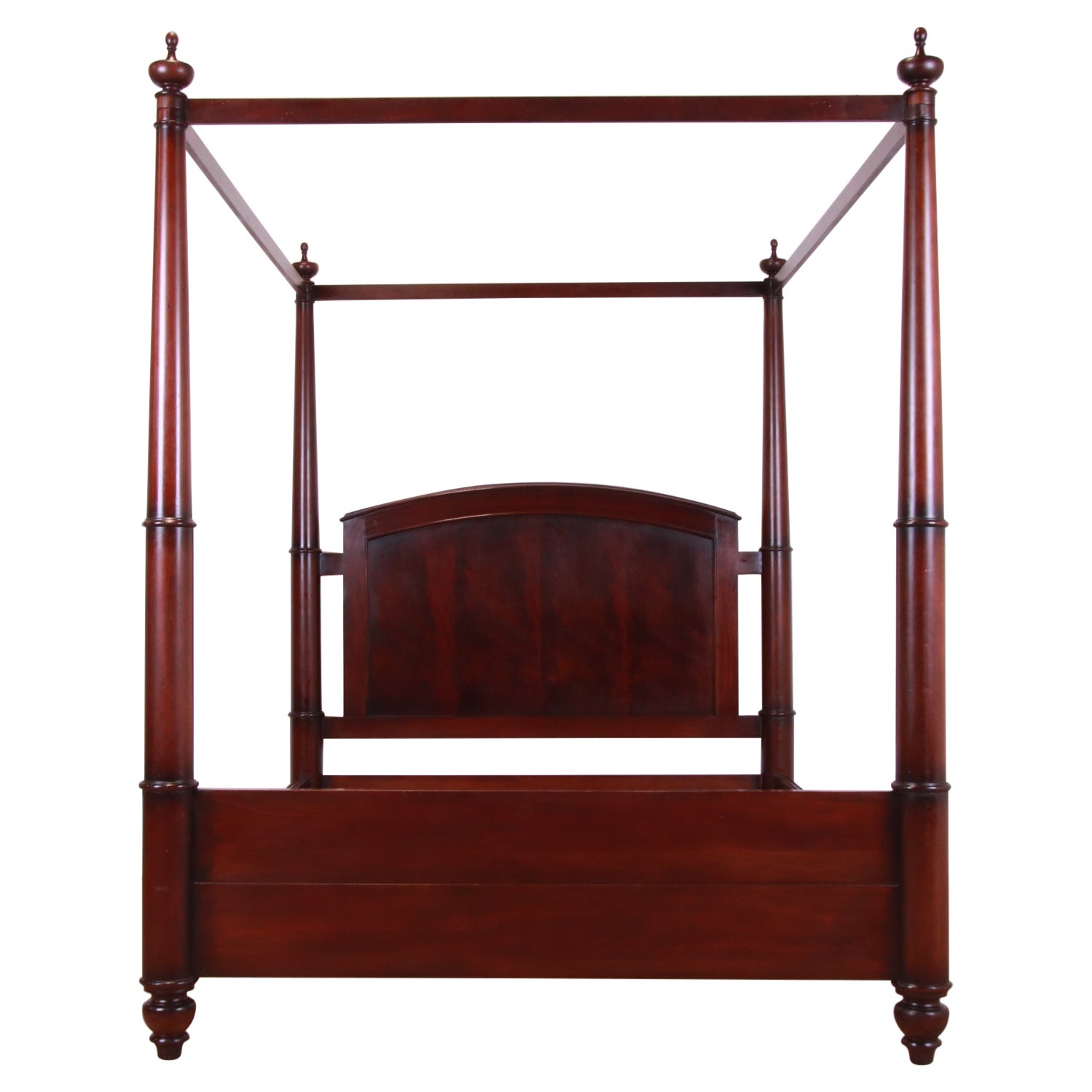 Baker Furniture Georgian Carved Mahogany Four-Poster Queen Size Tester Bed