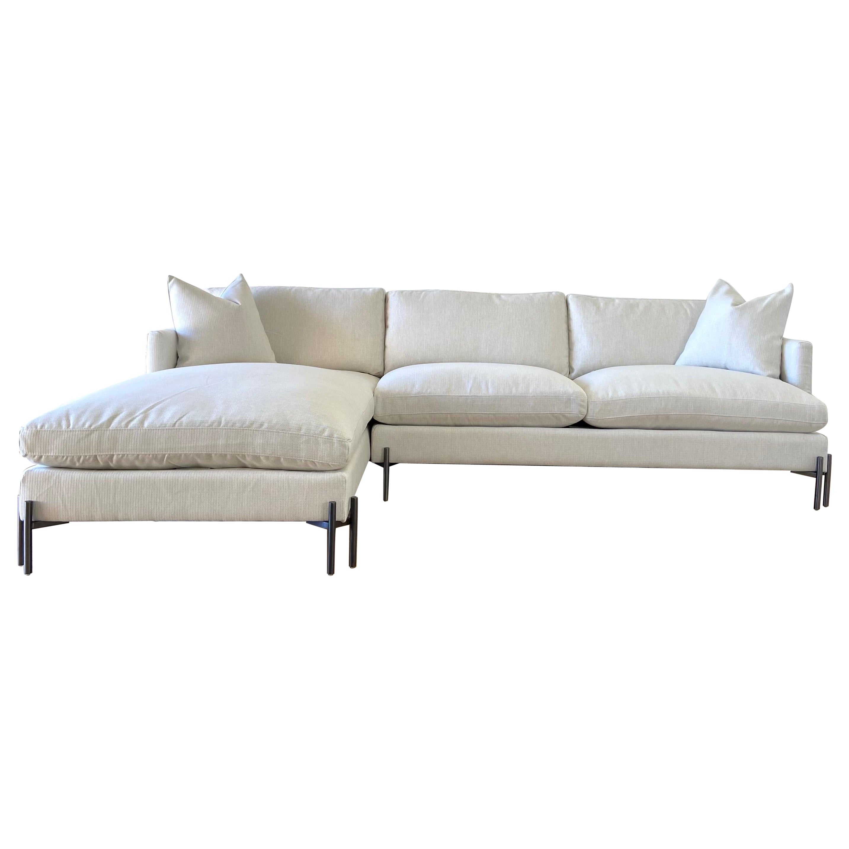 Sofa Chaise in Performance Fabric with Metal Legs