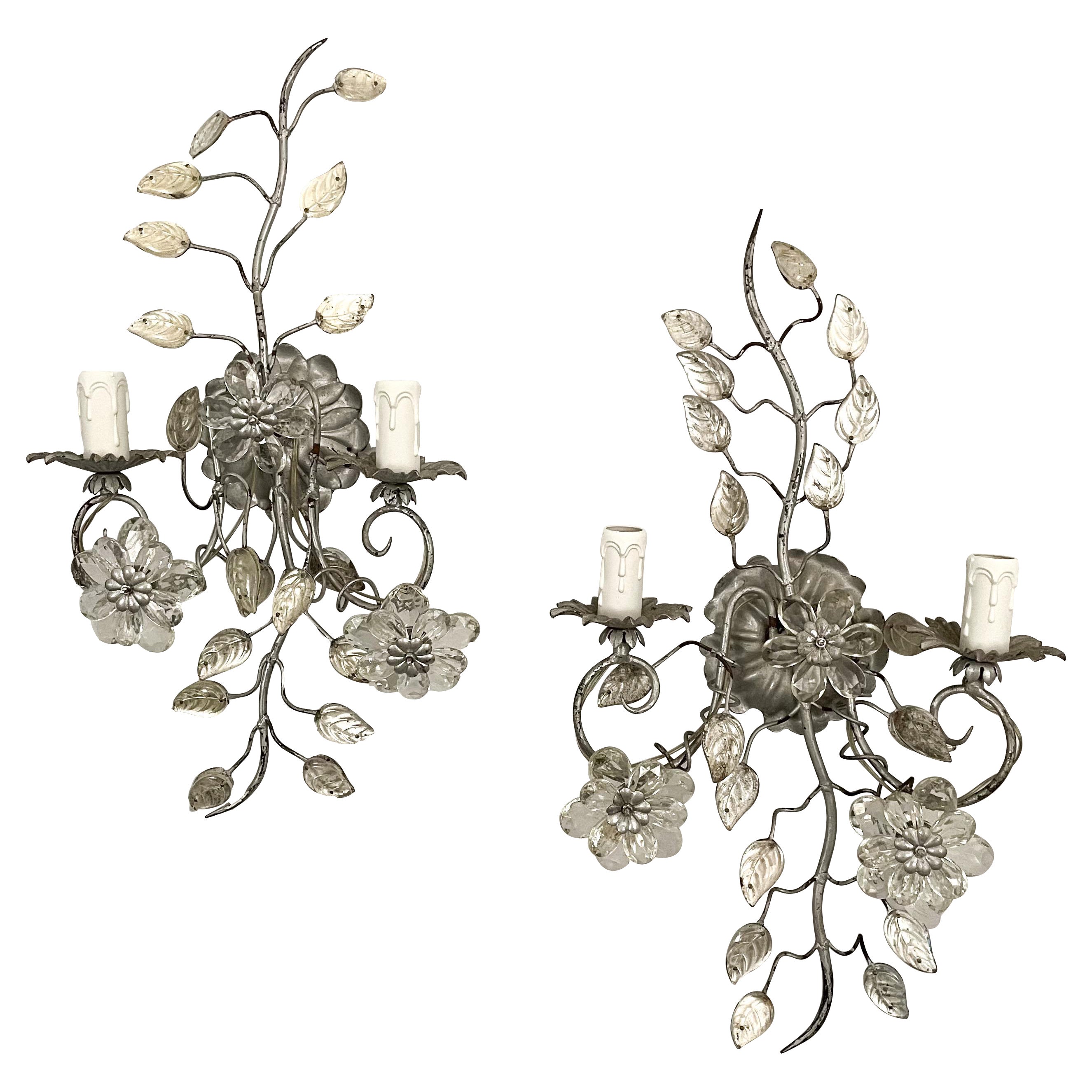 French Bagues-Style Crystal Beaded Sconces