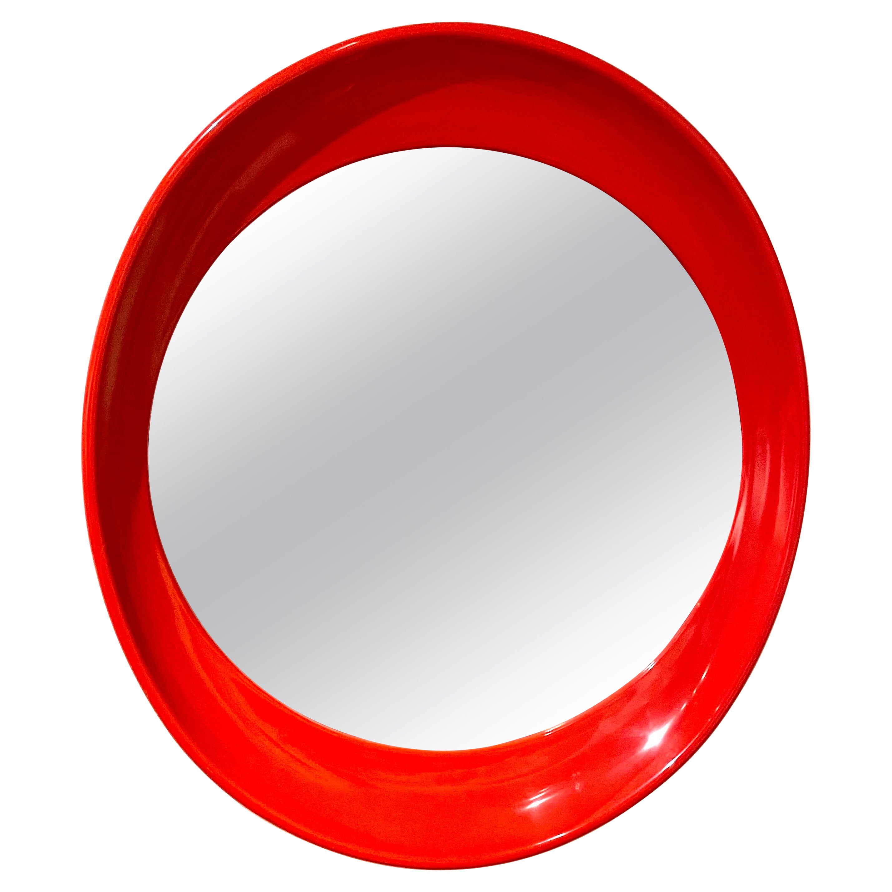 Postmodern Space Age Plastic & Mirror Frame Oval Wall Mirror