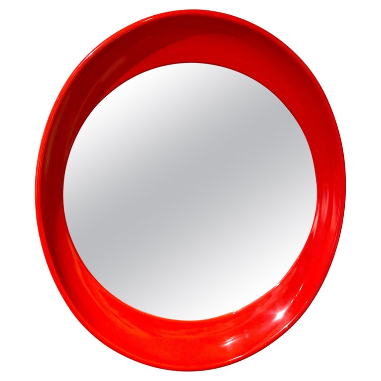 Postmodern Space Age Plastic and Mirror Frame Oval Wall Mirror at