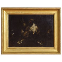 Oil on Canvas, Italy, Emilian School, Mother Hen with Chicks, Early 18th Cen.