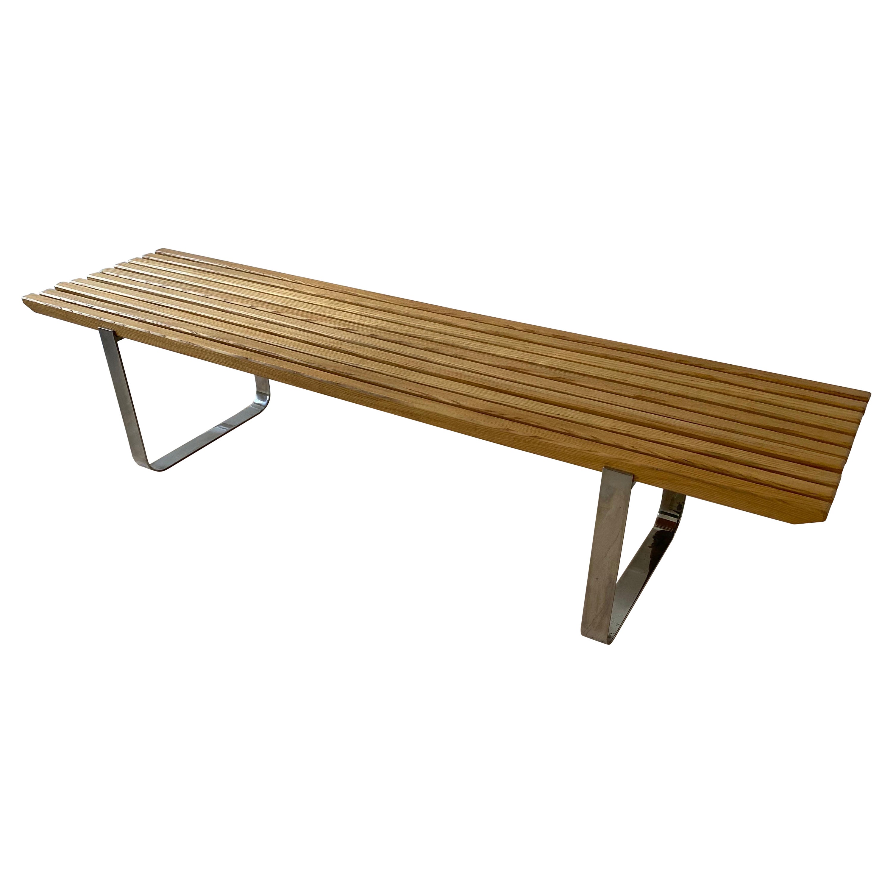 Oak and Chrome Bench