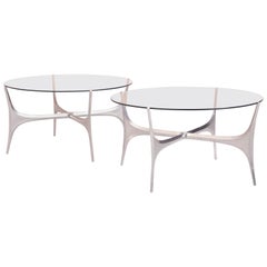 Pair of Knut Hesterberg Polished Aluminum and Glass Coffee Side Table