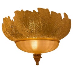 Rare Flush Mount in Murano with Gold Inclusion by Barovier&Toso, Italy, 1930s