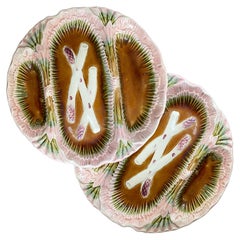 Majolica Asparagus Plates 19th Century Set of 4 Manufactured by Orchies