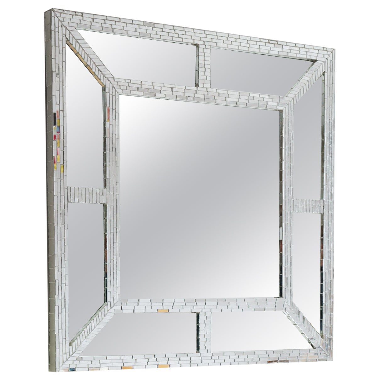 Quadratischer Ventana-Mosaik-Spiegel, handgefertigt in Großbritannien von Claire Nayman