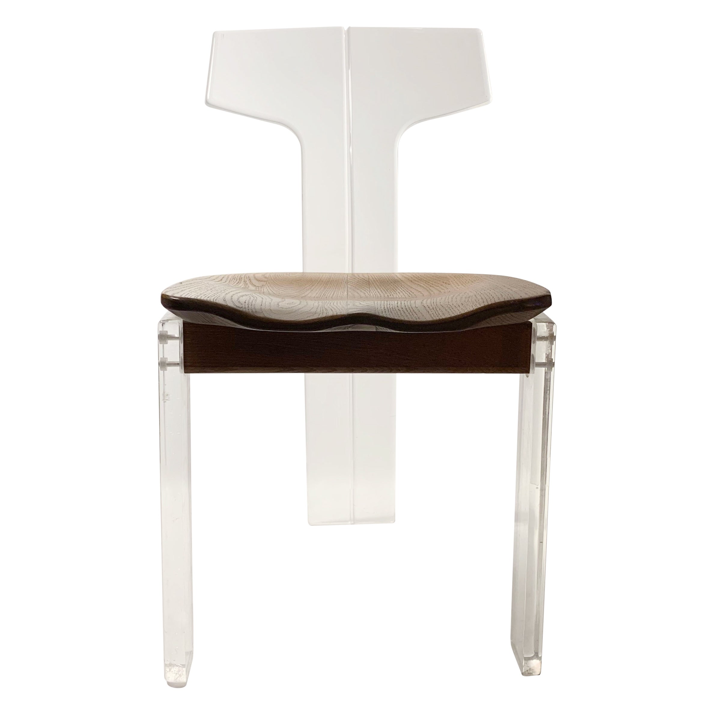 Vintage Designer Lucite T-Back Side / Desk Chair For Sale