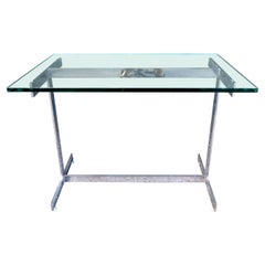 Glass and Chrome Side Table in the Style of Milo Baughman