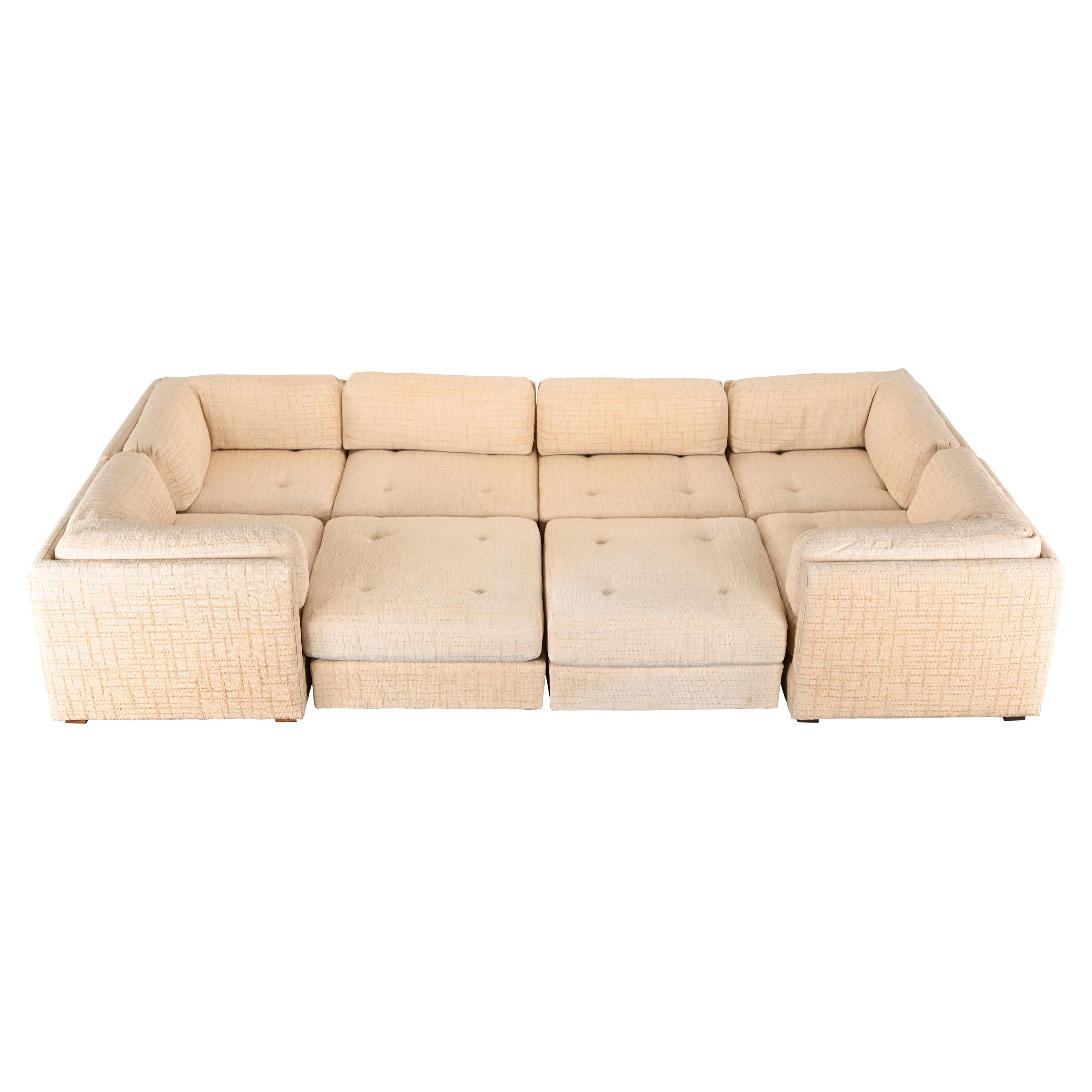 Large Eight Piece Sectional Sofa by Selig, 1970s