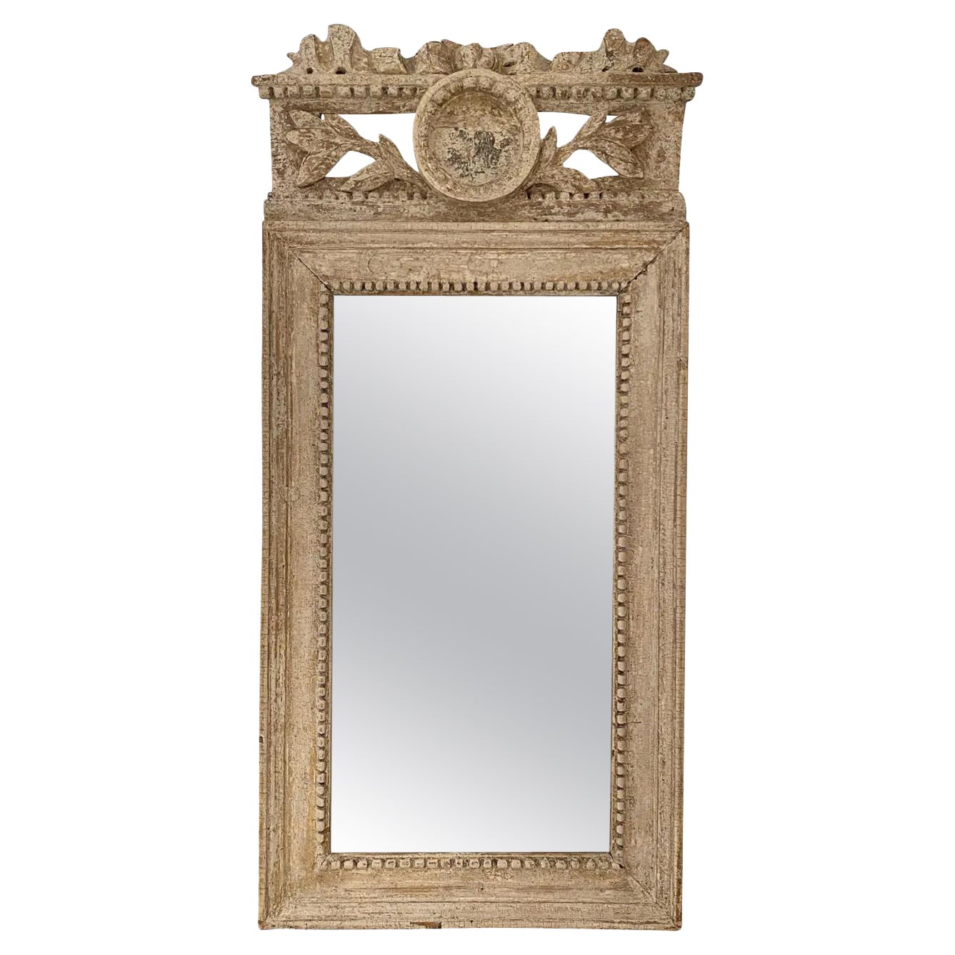 18th Century Swedish Gustavian Pinewood Wall Glass Mirror, Scandinavian Décor